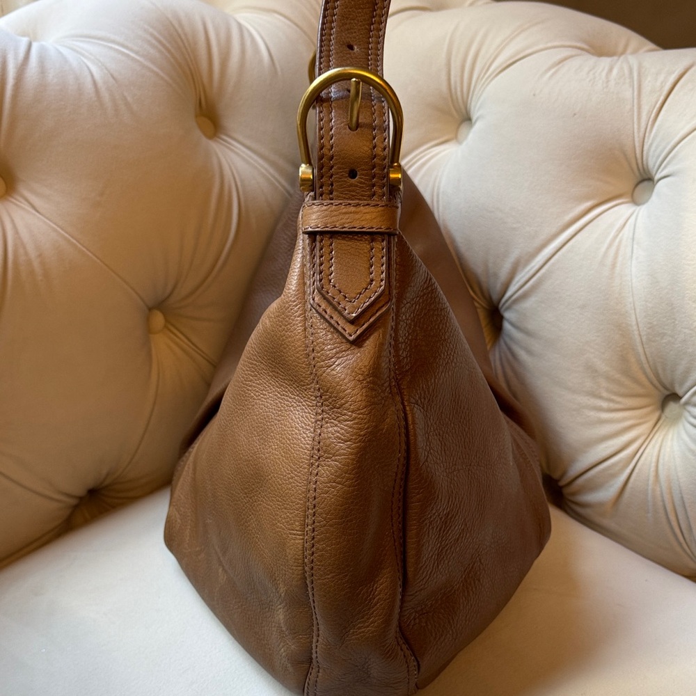 Burberry Brown Leather Shoulder Hobo with Gold Hardware EUC plaid interior - Picture 6 of 16